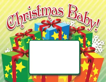 Printable Christmas Presents Birth Announcement with picture box