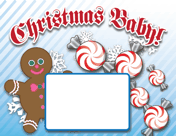 Printable Christmas Candy Birth Announcement with picture box