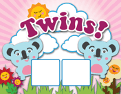 Twin Koalas Birth Announcement with picture_box