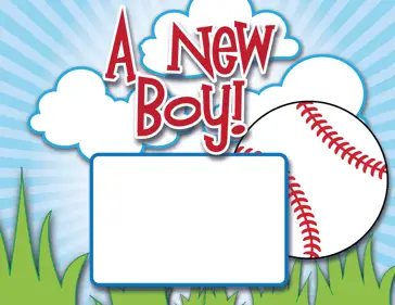 Printable Baseball Birth Announcement with picture box